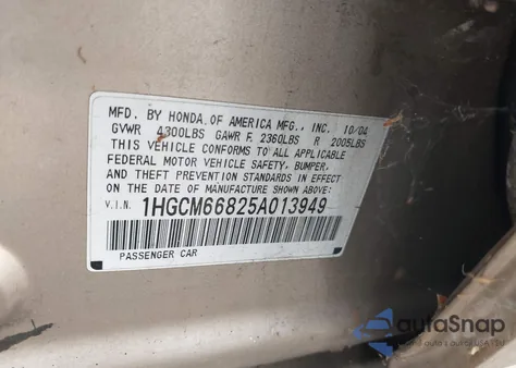 2005 Honda Accord 3.0 Ex из США, поврежденный, VIN 1HGCM66825A013949